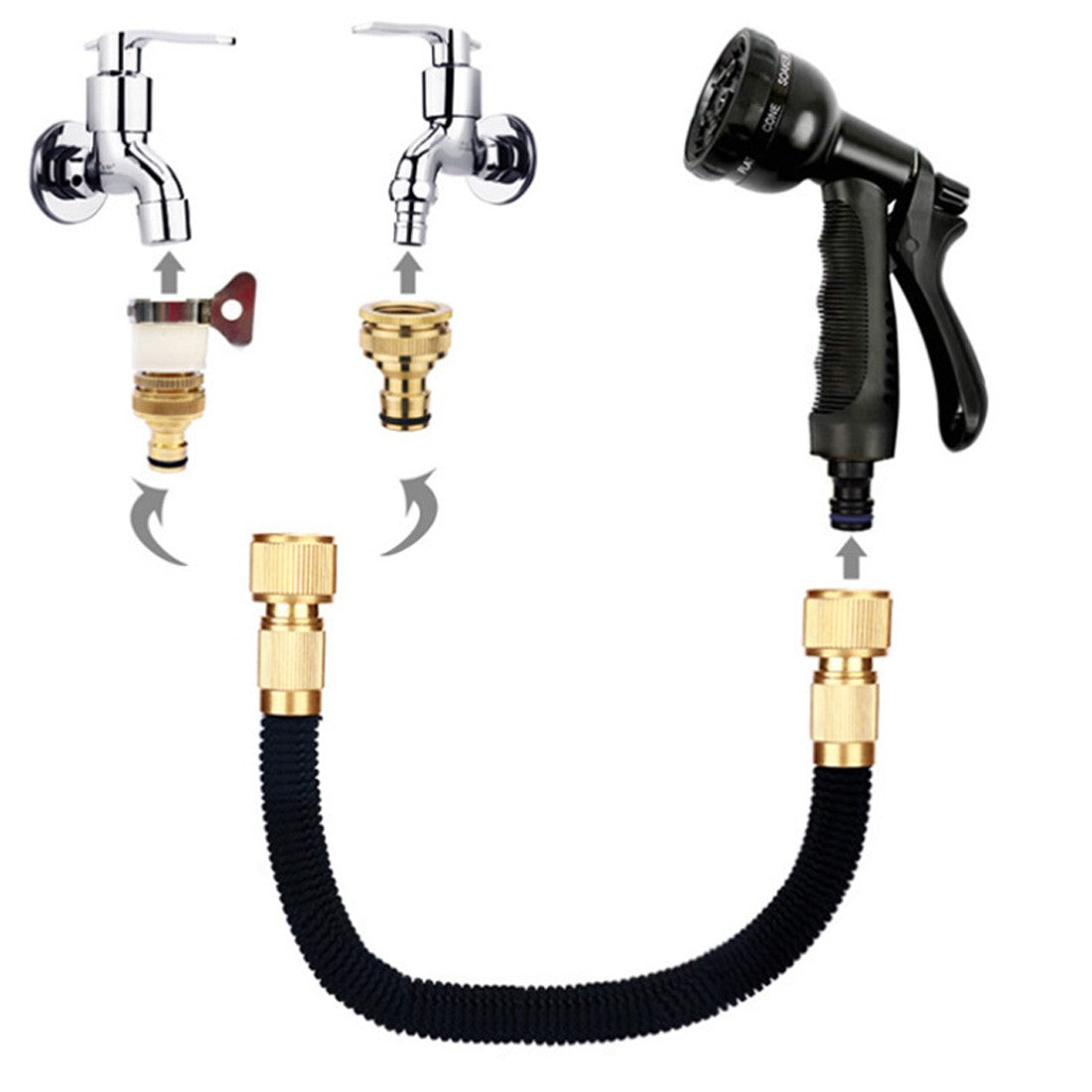 Heavy Duty 100FT Expandable Garden Hose Pipe Flexible With Water Spray Gun UK