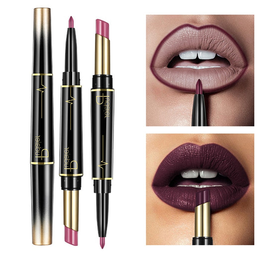 Matte Lipstick Wateproof Double Ended Long Lasting Lipsticks Brand Lip Makeup Cosmetics Nude Dark Red Lips Liner Pencil - 2bazar4