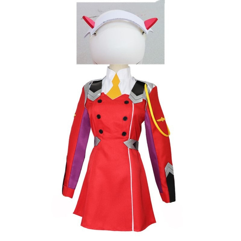 Game DARLING DARLING in the FRANXX Zero Two Cosplay Costume Dress 02 Cosplay Costume Women Cosplay Sexy Dress Headband wig shoes