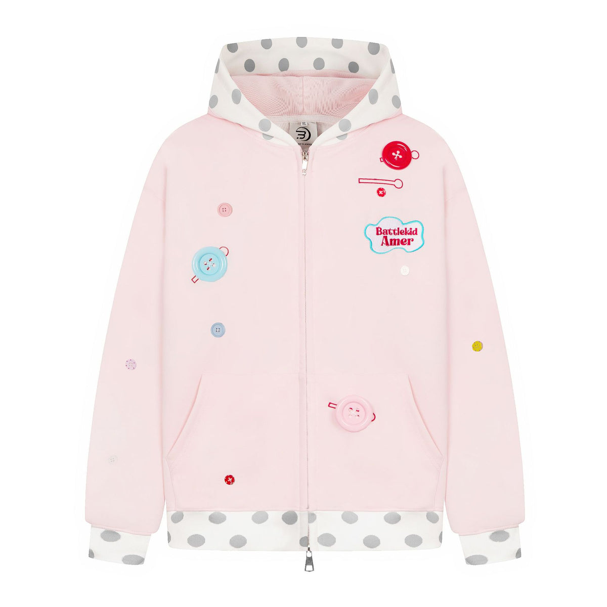 Women's Polka Dot Colorblock Zip-Up Hoodie