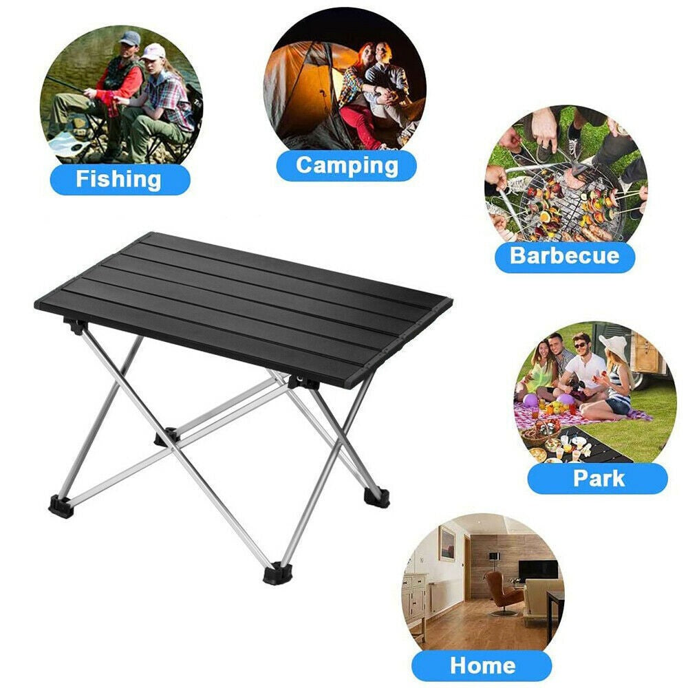 Folding Camping Table Light Weight Portable Aluminium Frame Outdoor Picnic Bag