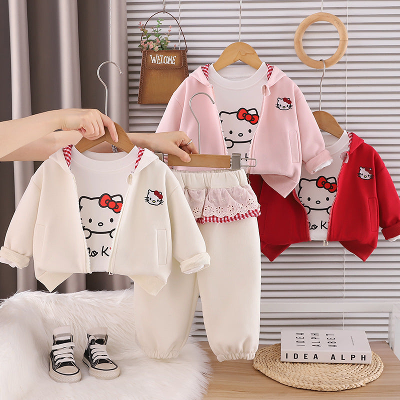 Girls Autumn Cartoon Long Sleeve Jacket 3 Piece Outfit Set - product image 2