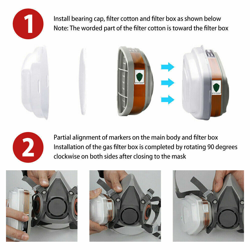 17 In 1 Full Face Mask 6200 Gas Mask Facepiece Spray Respirator Filter Chemical