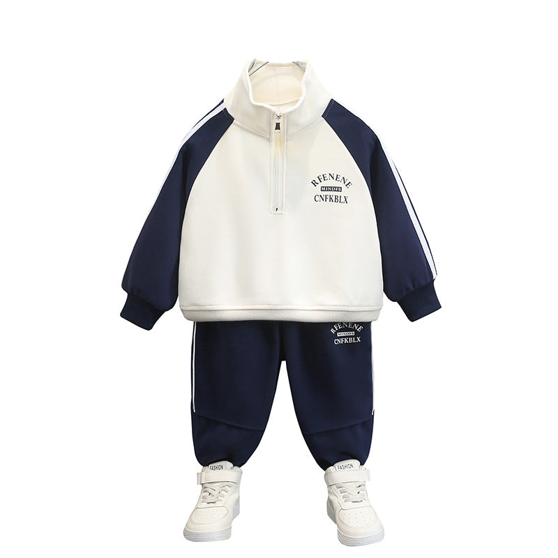 Boys Spring Autumn Sports Two-Piece Set, Long Sleeve Zip-Up Jacket Pants, - product image 4