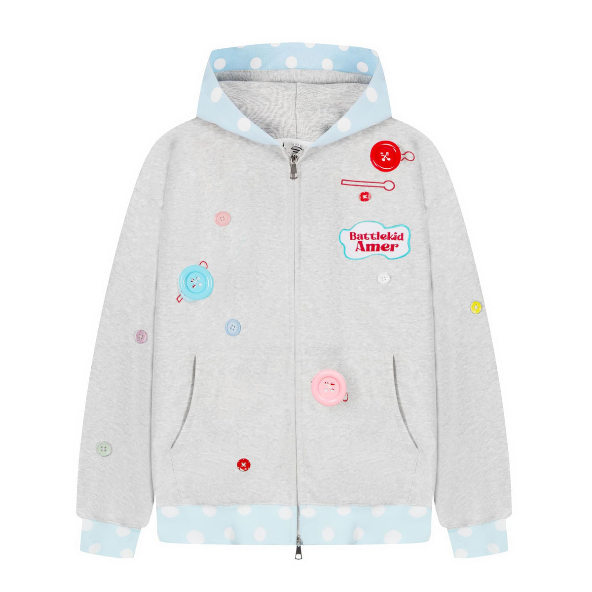 Women's Polka Dot Colorblock Zip-Up Hoodie