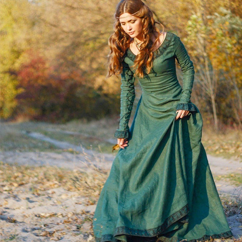 Medieval Vintage Dress Women Long Sleeve Performance Dress