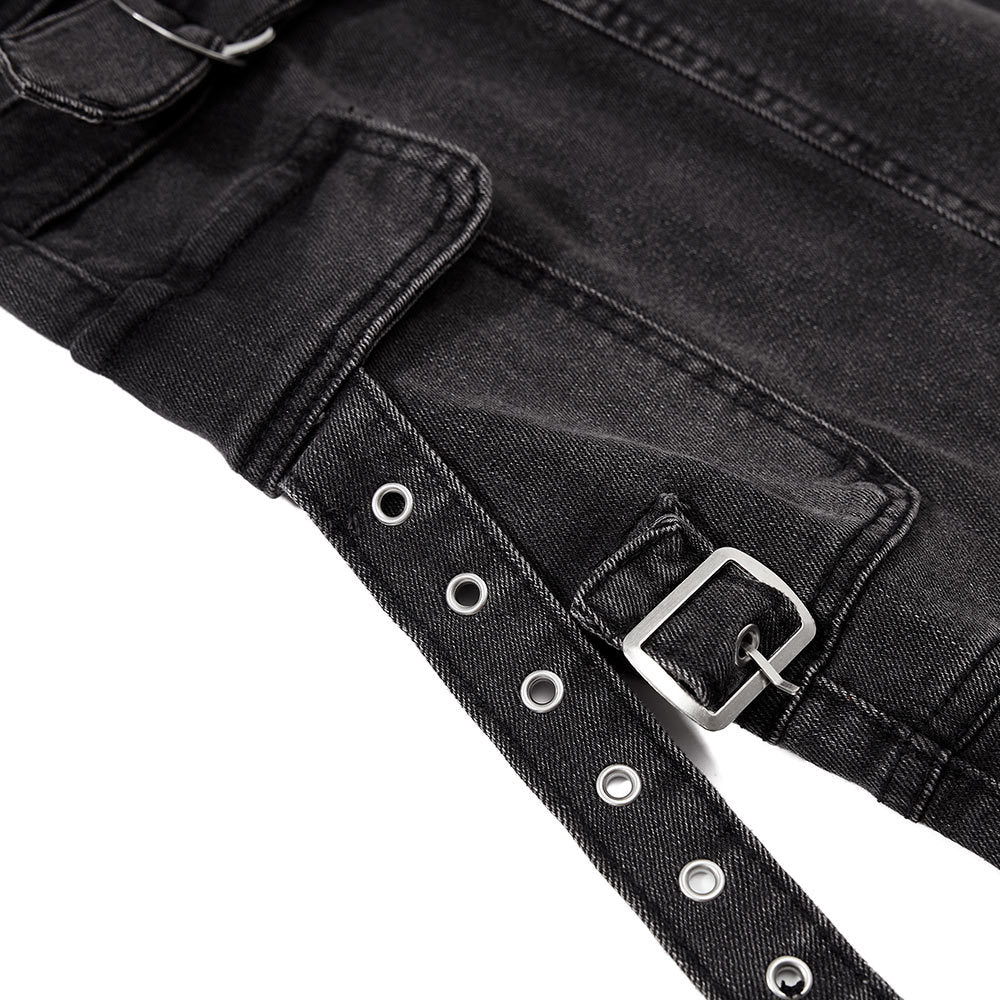 Ribbon denim bell bottom pants