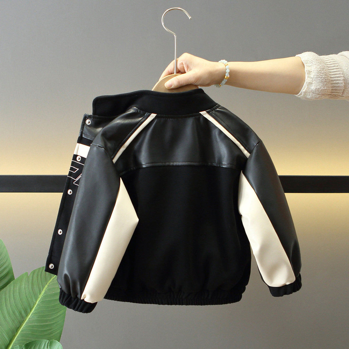 Boys' PU Leather Stand Collar Jacket - product image 4