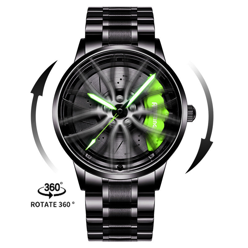 New Top Brand Luxury Mens Watches Stainless Steel Car Wheel Hub Quartz Watch For Men Military Sport Watch Relogio Masculino