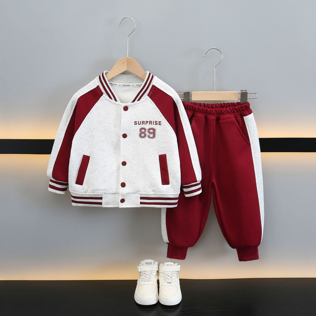 Boys Baseball Jacket Two Piece Set Long Sleeve Stand Collar Casual Outfit - product image 6