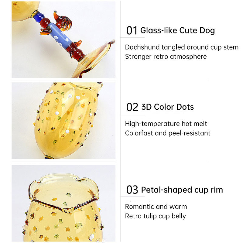 Handcrafted Dachshund Wine Glass – Heat-Resistant Colored Glass