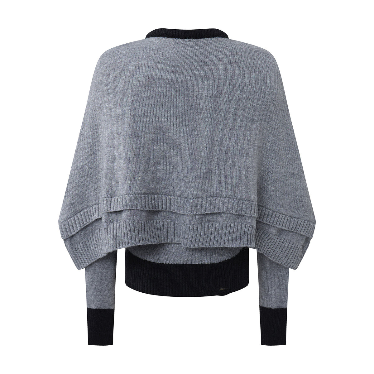 Women's Maillard Color-Block Knit Two-Piece Set Slim Fit Layering Top with Shawl Cardigan