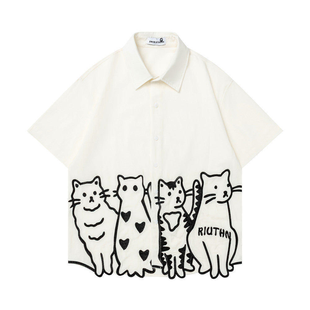 Embroidered short sleeved shirt
