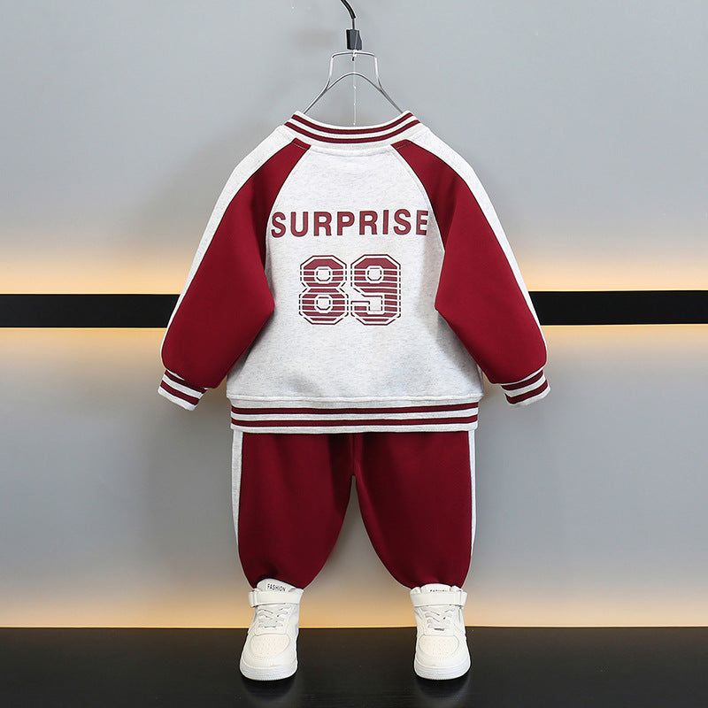 Boys Baseball Jacket Two Piece Set Long Sleeve Stand Collar Casual Outfit - product image 3