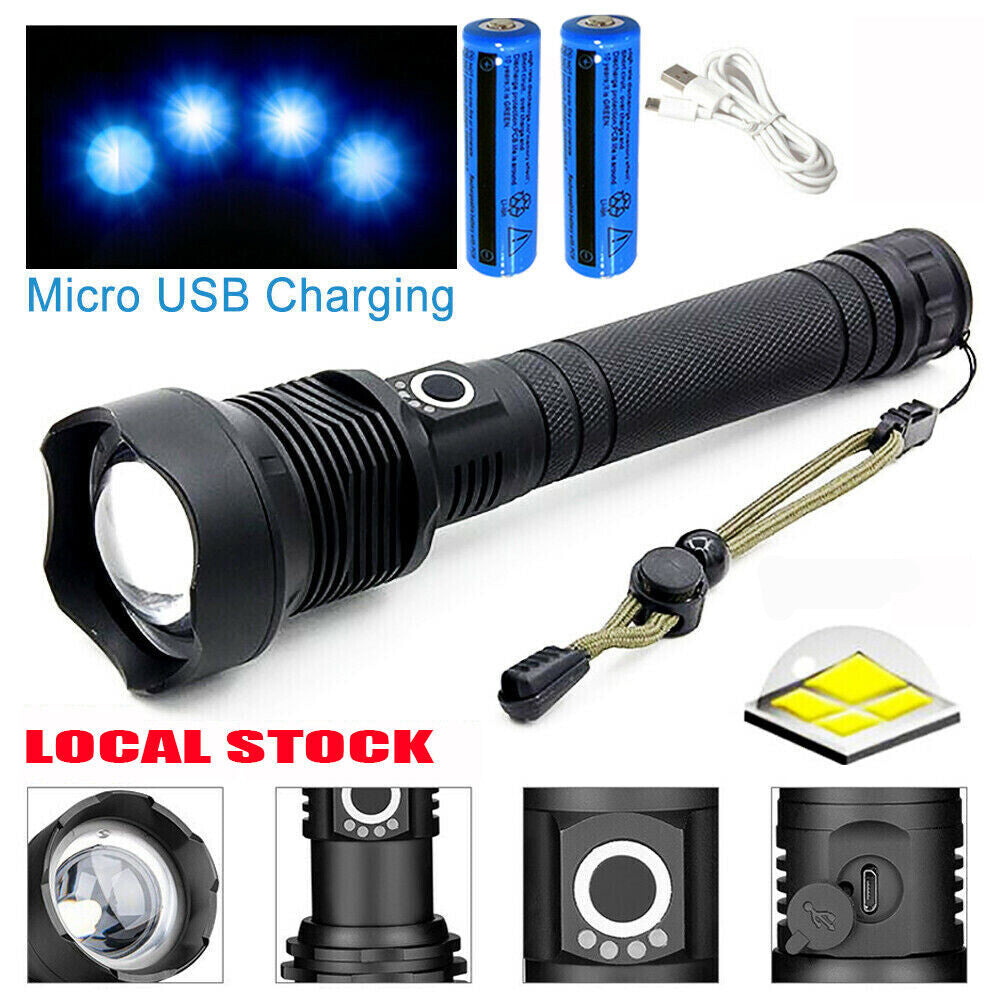 USB Recharge LED Flashlight 3 Lighting Modes Outdoor Camping Hiking Flashlight Work Light