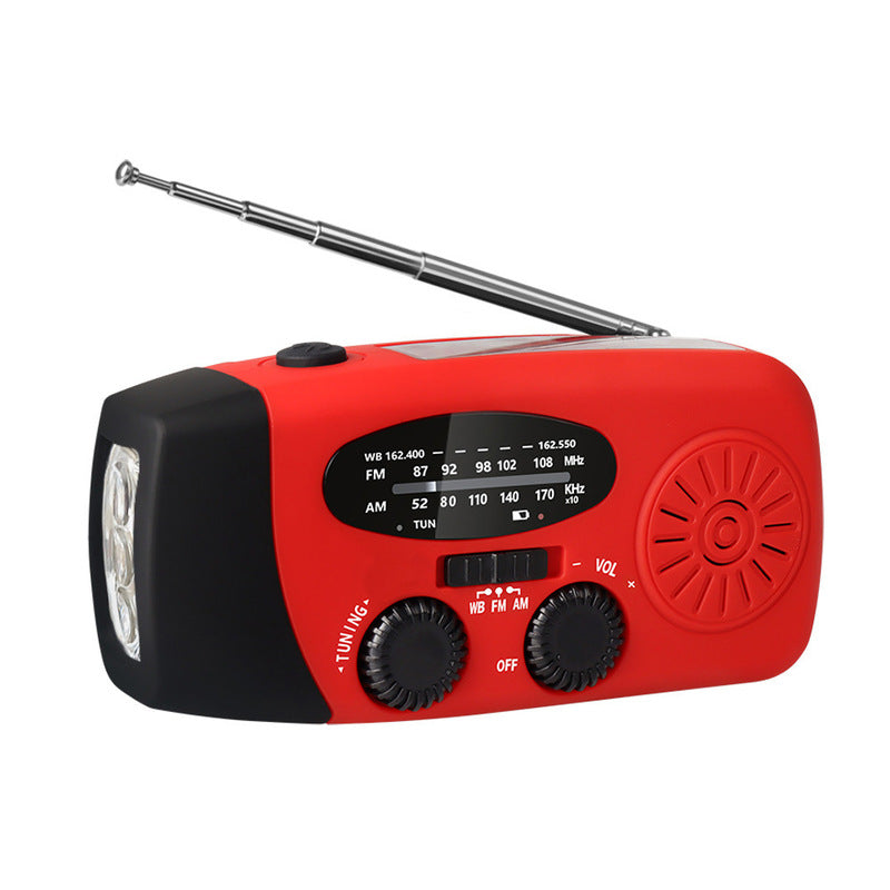 Portable multi - func hand - crank, emergency gen, solar radio, shockproof, FM/AM/WB/NOAA, power bank