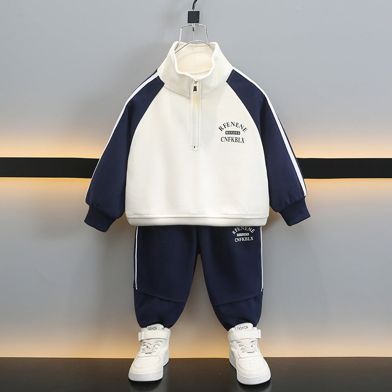 Boys Spring Autumn Sports Two-Piece Set, Long Sleeve Zip-Up Jacket Pants, - product image 2