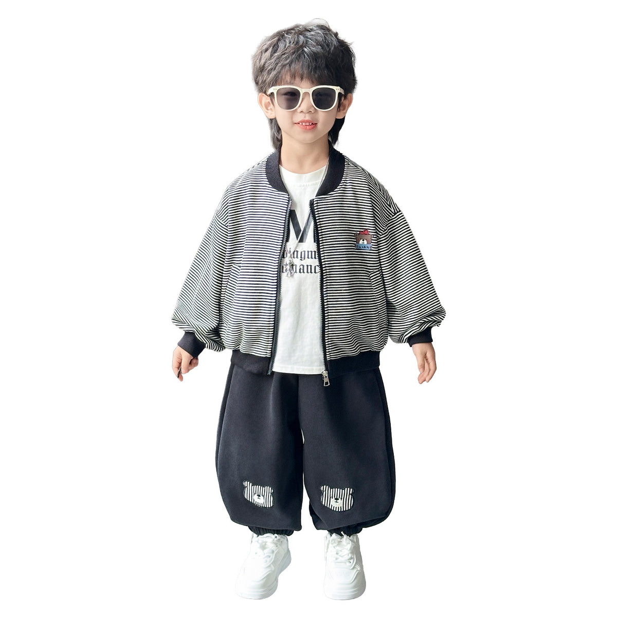Boys' Striped Layered-Look Hoodie & Trousers Set