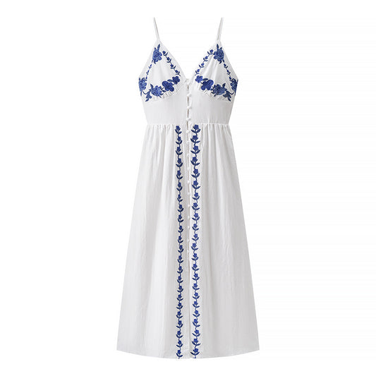 Embroidered Strapless Midi Dress for Women