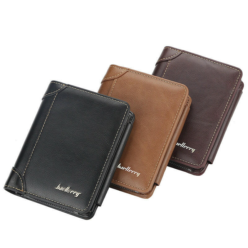 Wallet Men's Short Multi Card Position Three Fold Zipper Zero Wallet FWallet Fashion Thin Card Bag MenApplicable Gender:MaleMaterial: PU LeatherWallet fold: 3 foldOpening Method: Zipper BuckleInternal Structure of the bag: large billfold, photo position, change posit