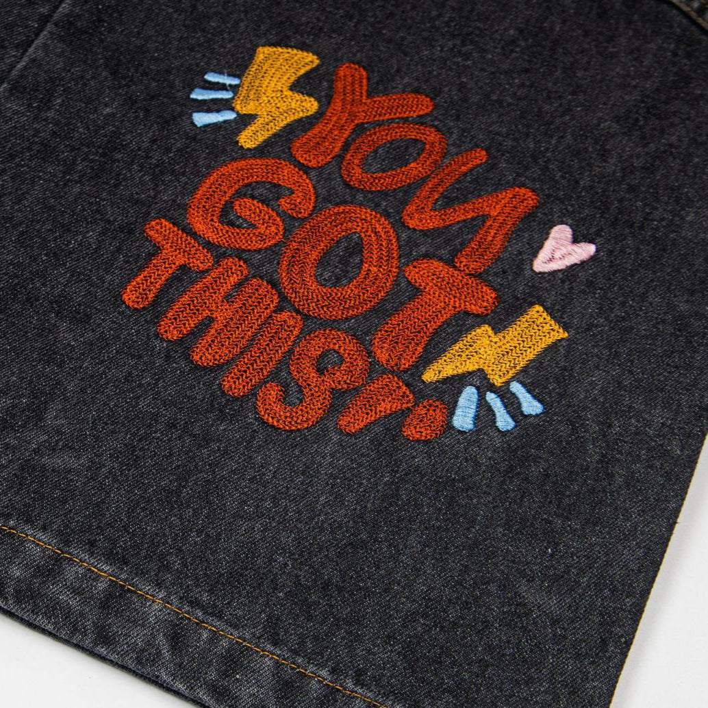 KT cat embroidered jeans