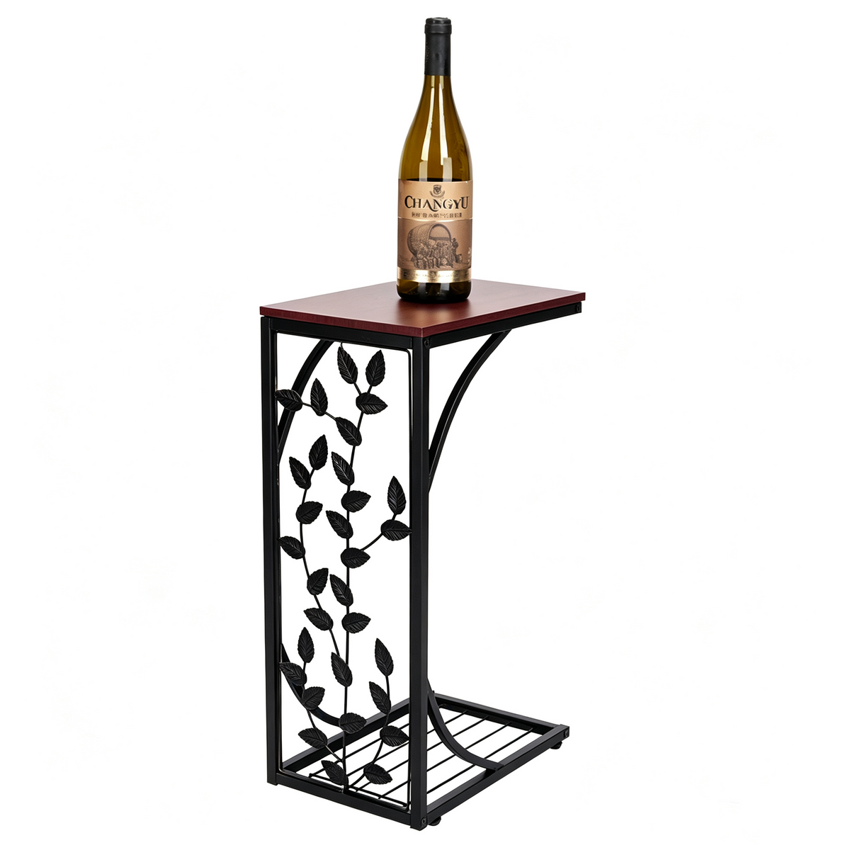 54*30.5*21CM Leaf Pattern Iron Side Table Coffee Table Brown