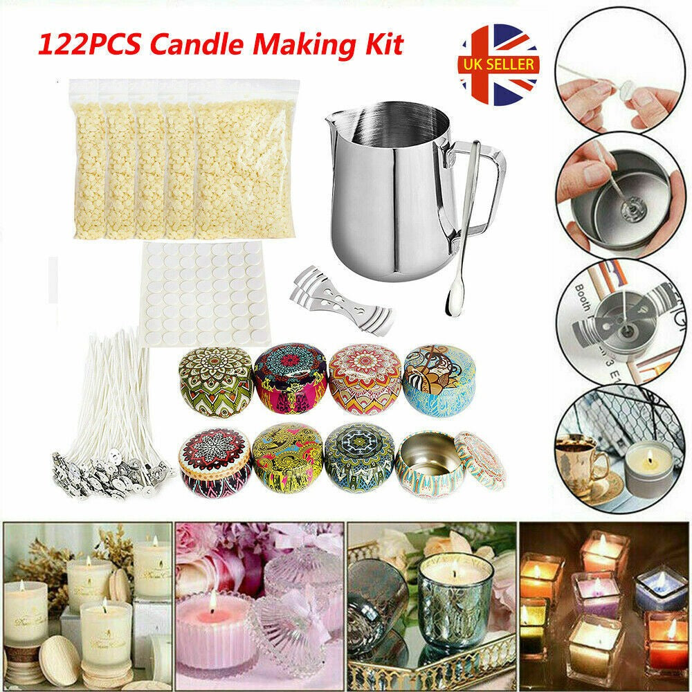 122PCS Candle Making Kit DIY Candles Craft Tool Set Pouring Pot Wicks Wax Gift