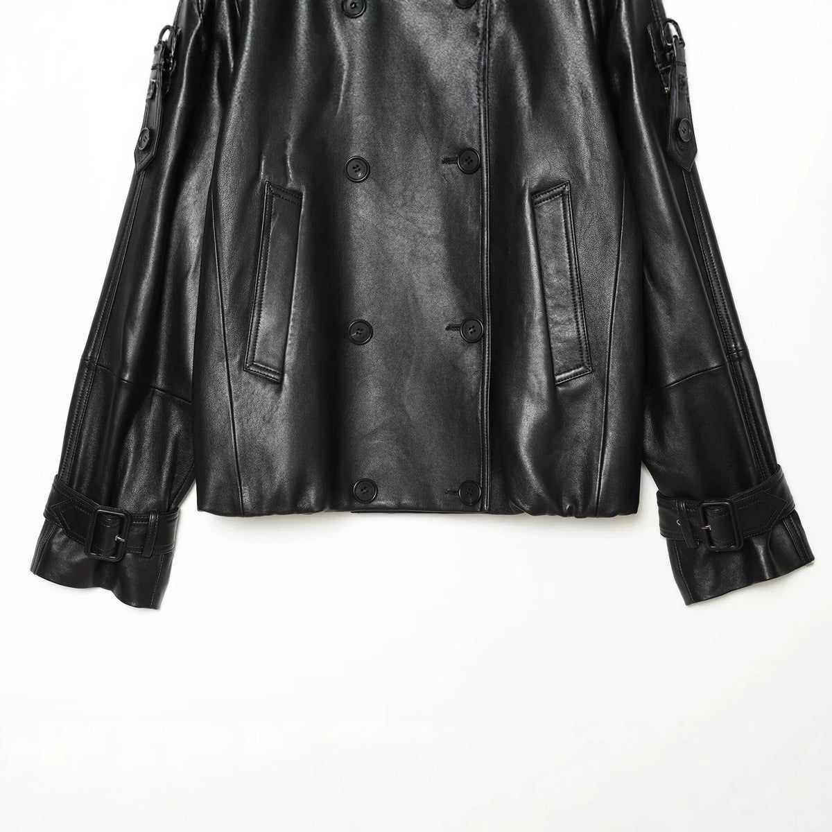 Women's Double-Breasted Faux Leather Jacket - product image 3