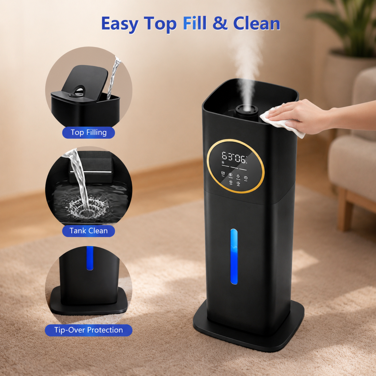 8L Large Humidifier - 40H Runtime for Large Room