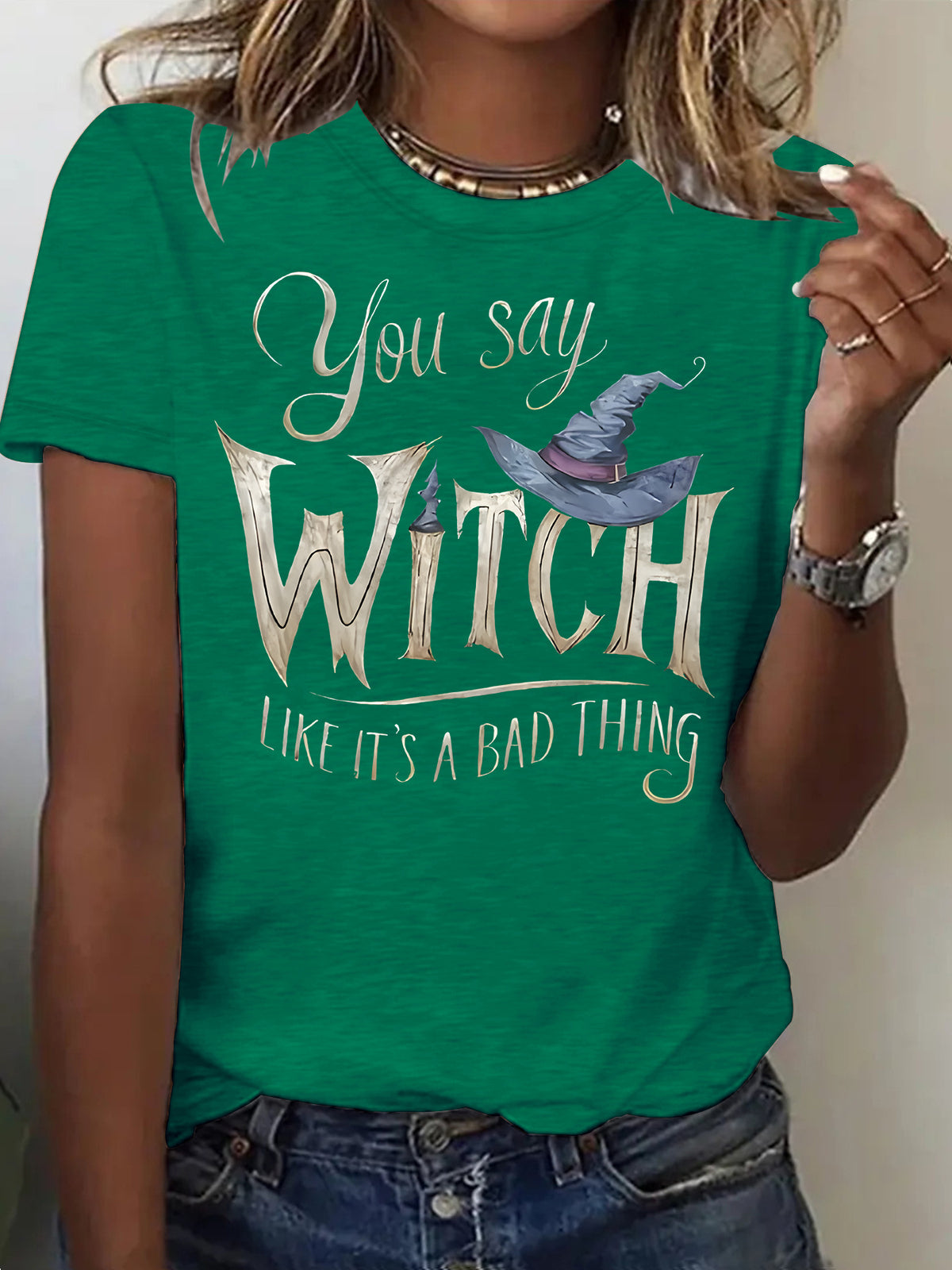 Halloween Witch Print Short-Sleeve T-Shirt - product image 13