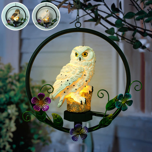Owl Solar Garden Lights Resin Hanging Lights Garden Lawn Lights Outdoor Wind Chimes Landscape Lights Decorative Chandelier