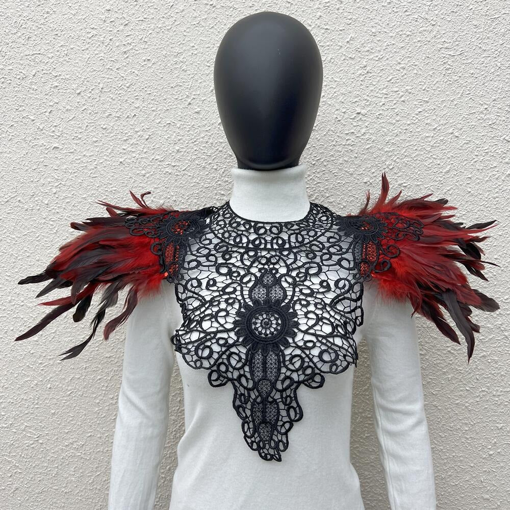 Gothic style lace embroidered feather shawl Christmas scarf Halloween Gothic style lace embroidered feather shawl Christmas scarf Halloween stage runway clothing accessoriesMaterial FeatherProduct volume 40cm * 40cm * 2cm