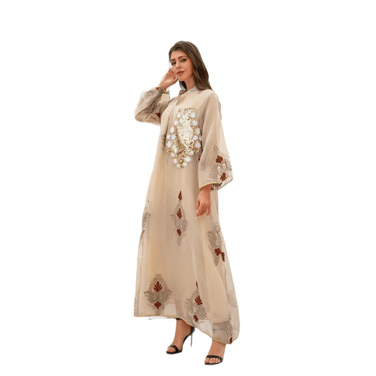 Bead embroidered dress for women
