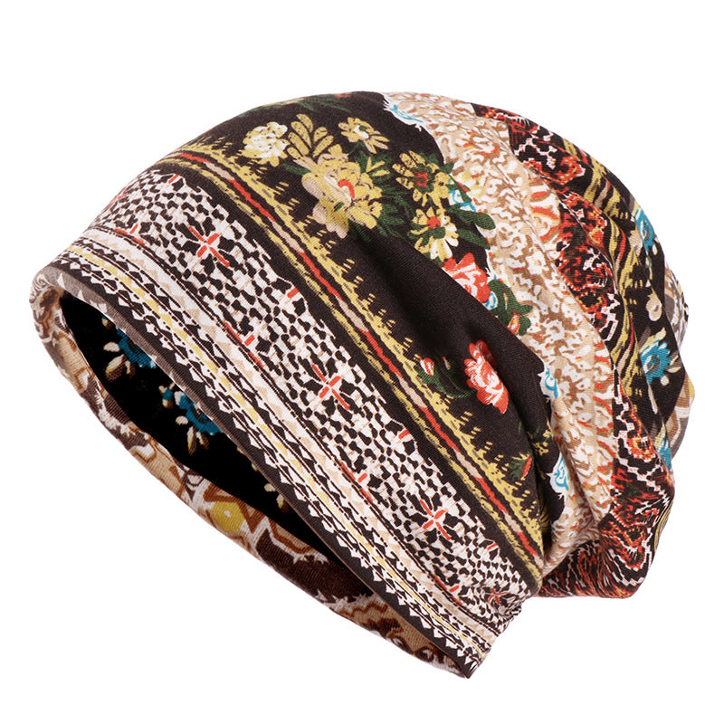 Hooded women's cotton printed versatile sun protection hat - 2bazar4
