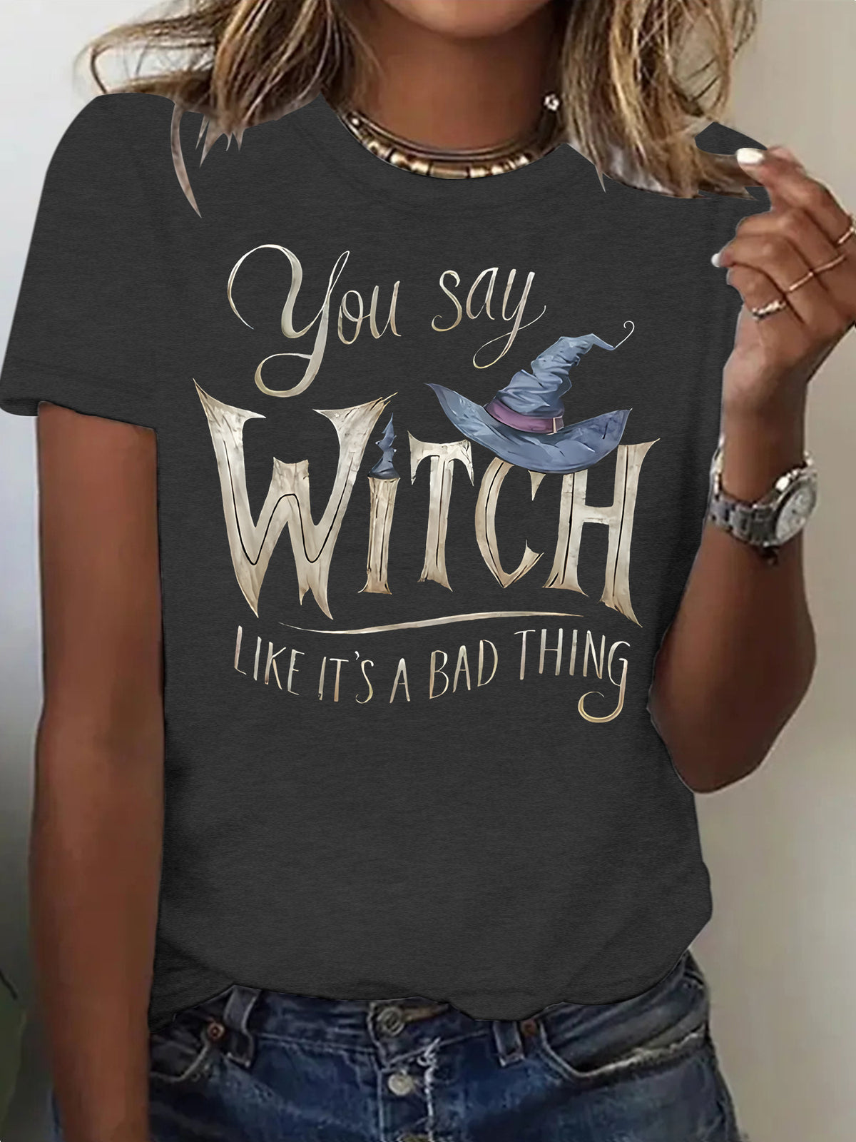 Halloween Witch Print Short-Sleeve T-Shirt - product image 12