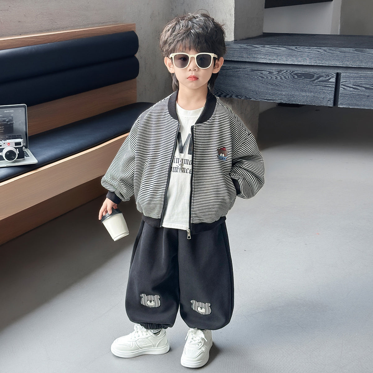 Boys' Striped Layered-Look Hoodie & Trousers Set