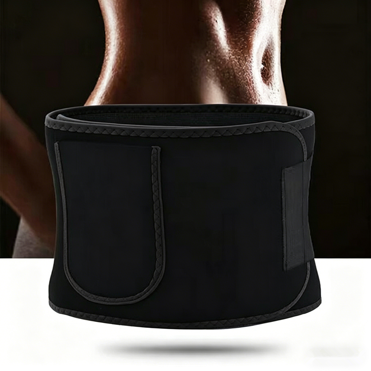 Waist Trimmer Belt Sport Workout Shaper Burner Slimming Belt W/ Phone Pocket Black