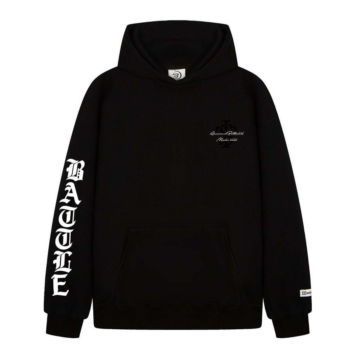 Gothic Letter Embossed Heavyweight Oversized Pullover Hoodie