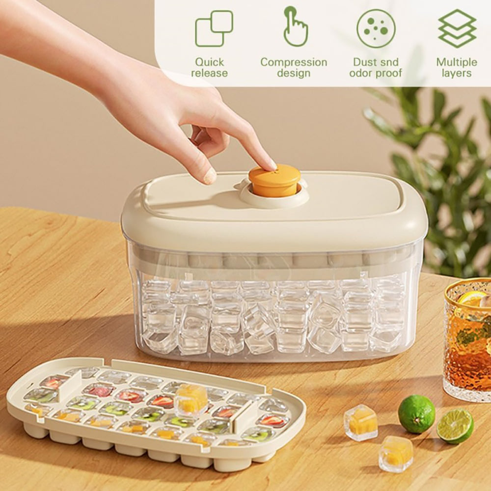 Practical Refrigerator Ice Cubes Tray System Nonslip Base Cocktails Making Tool green