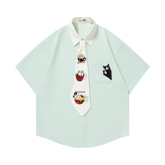 Embroidered Tie Short Sleeve