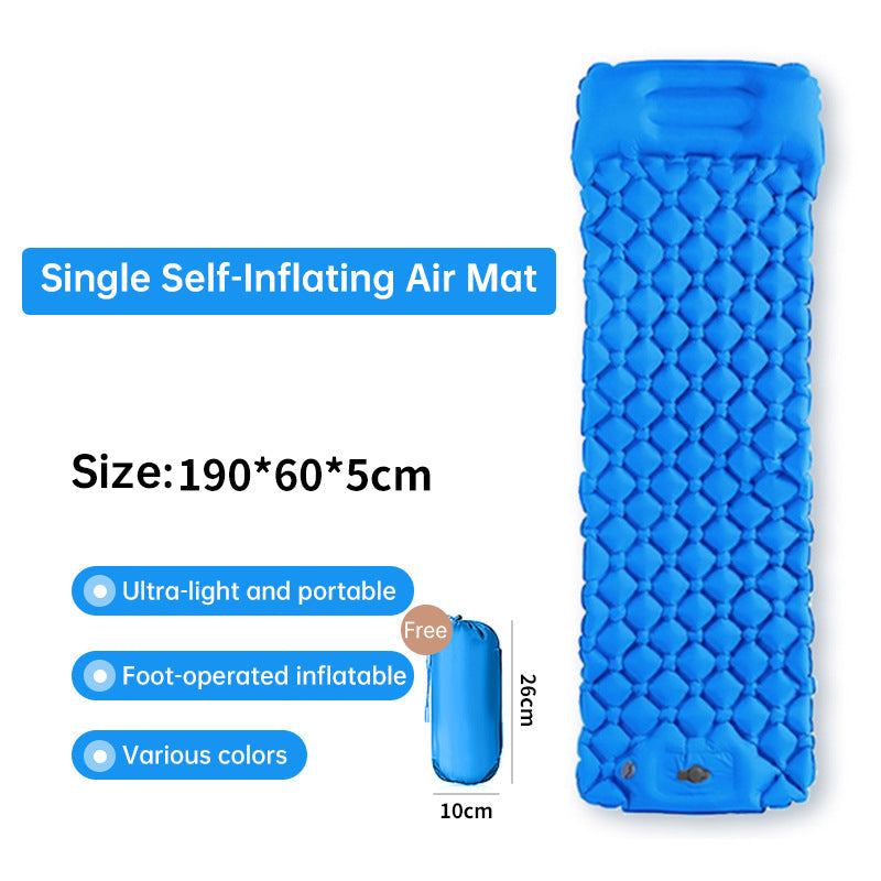 Outdoor double inflatable sleeping pad – with built-in pillow & pump, for camping, backpacking, hiking. eprolo