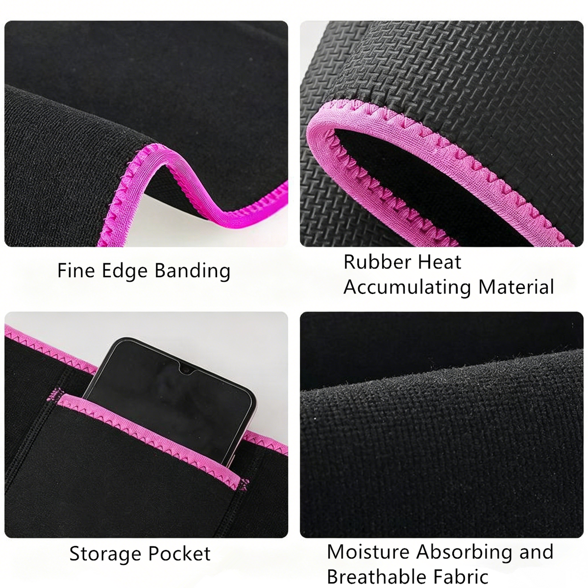 Waist Trimmer Belt Sport Workout Shaper Burner Slimming Belt W/ Phone Pocket Pink-Black