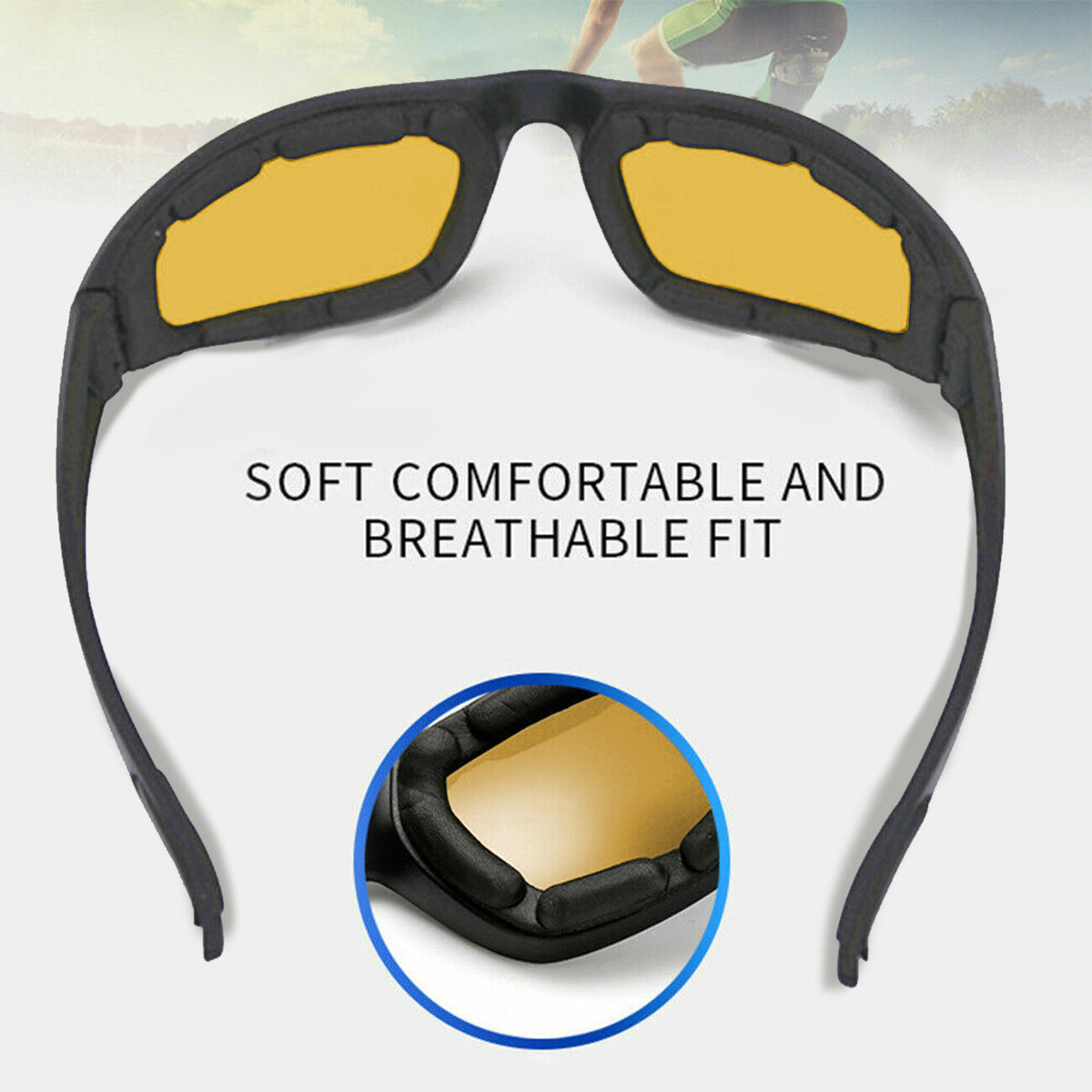 3 pairs Motorcycle Sports Biker Riding Glasses Wind Resistant Eye Protection Sports Goggles Cycling Glasses Sunglasses Yellow Color