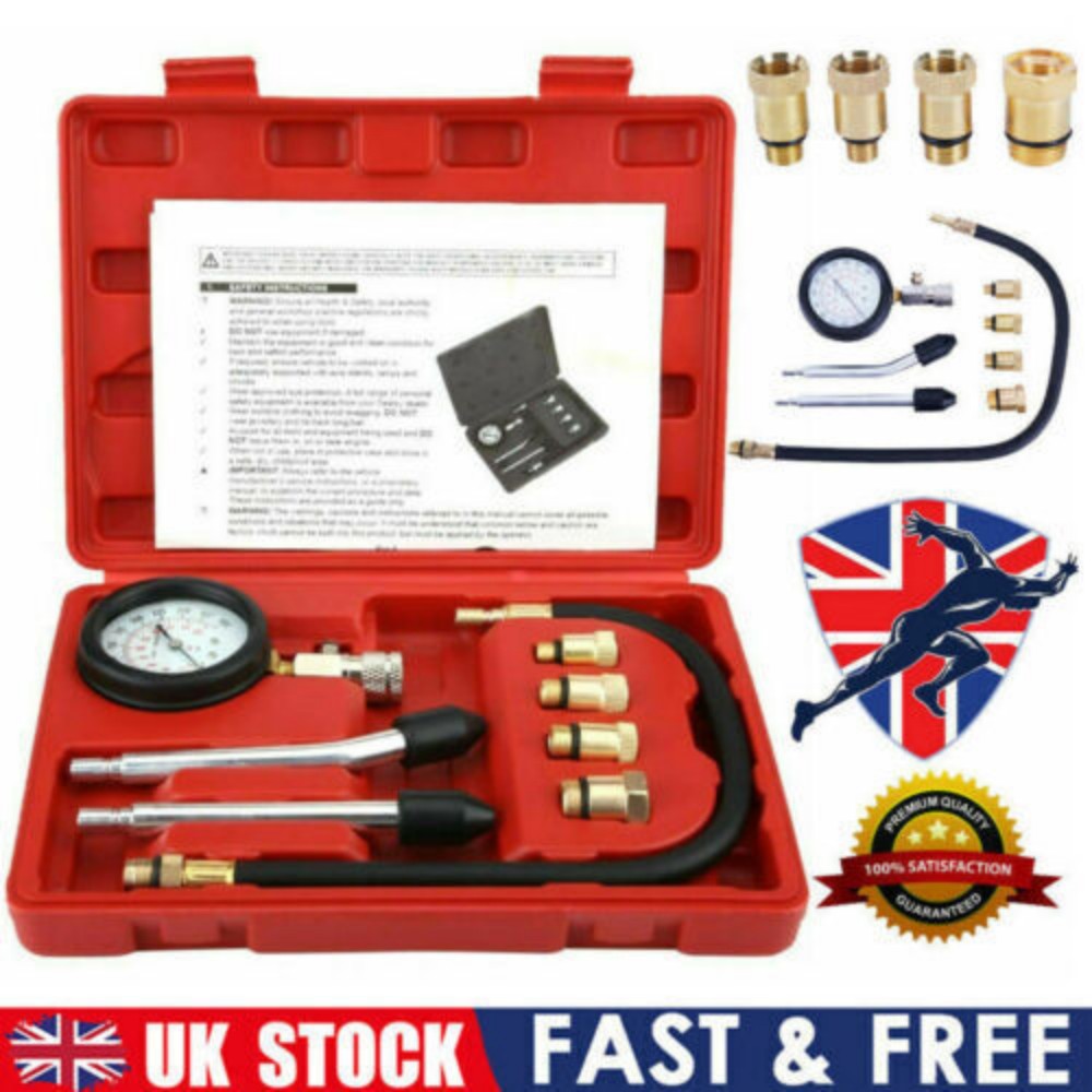 Petrol Engine Cylinder Pressure Tester for Car Compression Test Gauge Kit Set UK