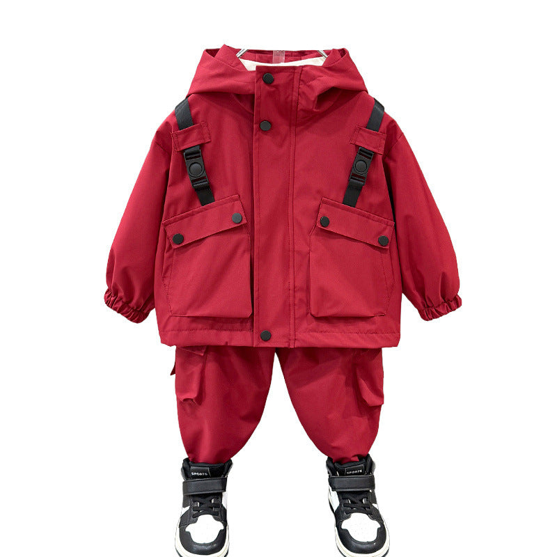 Boys' Cargo Hooded Jacket & Pants Set – Red/Black - product image 4