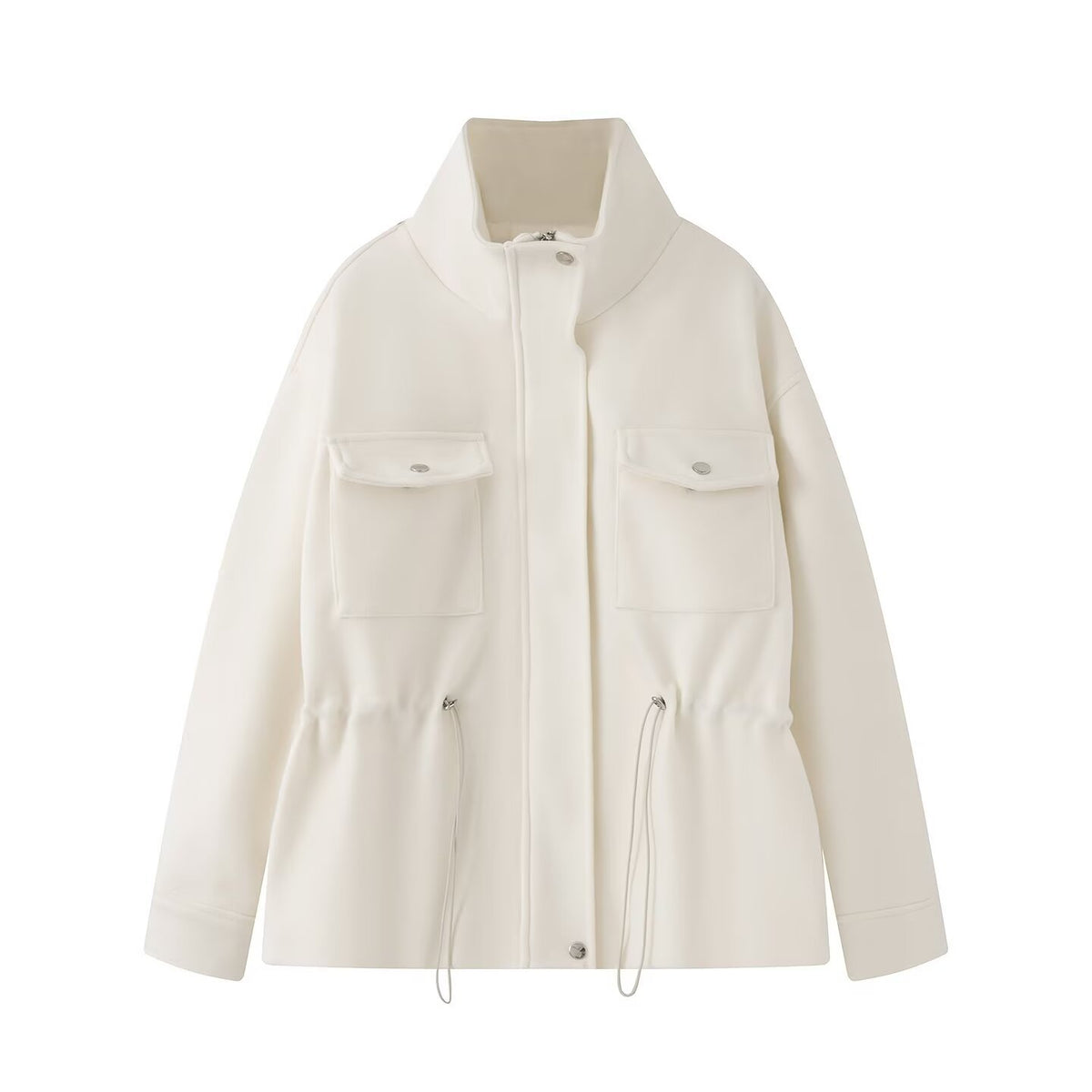 Zip-Up Stand Collar Adjustable Waist Jacket - product image 2