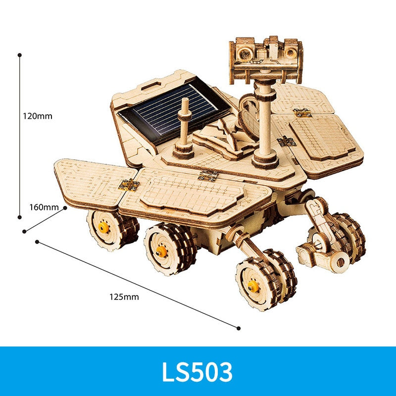Robotime ROKR DIY Solar Energy Wooden Blocks Toys Model Building Kit Space Hunting Assembly Toys For Children Kids - 2bazar4