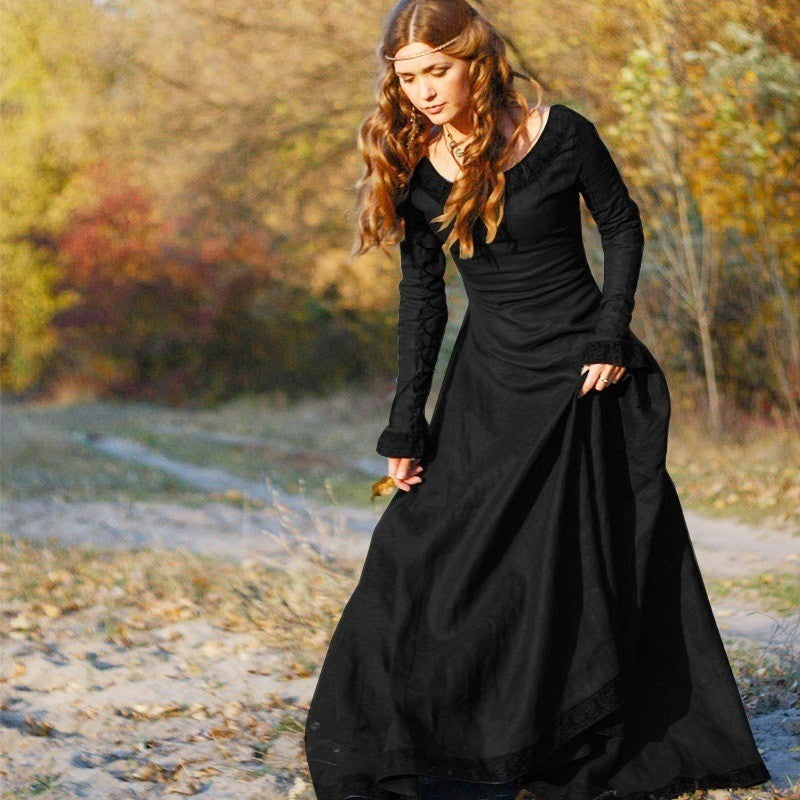 Medieval Vintage Dress Women Long Sleeve Performance Dress