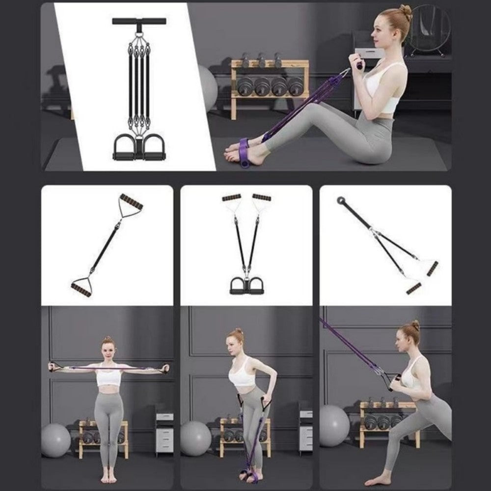 Pedal Resistance Band with 4 Tubes, Adjustable 25-100lb Full Body Workout for