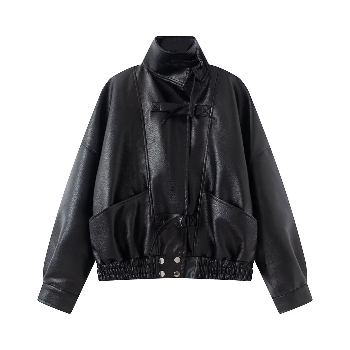 Women's Vintage Belted Faux Leather Motorcycle Jacket - product image 4